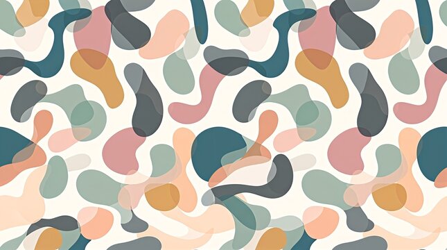 Seamless pattern of colorful overlapping organic shapes