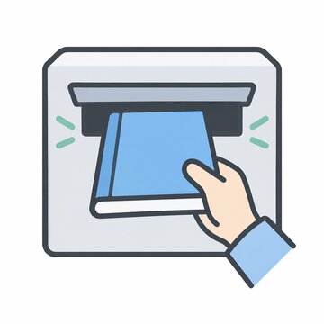 図書館の返却ポスト・ブックポストに本を投函して返却する手元のイラスト