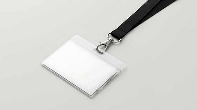 Blank id badge holder with black lanyard