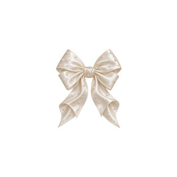 Ivory Pearl Satin Bow with Elegant Tapered Tails