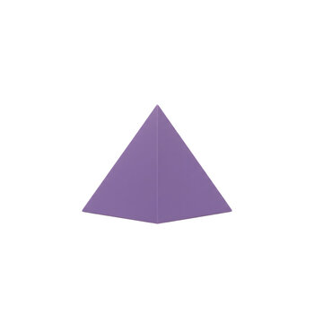 Purple 3D geometric pyramid shape on transparent background