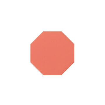 Coral pink octagon geometric shape on transparent background