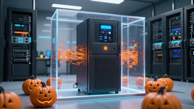 Commercial Stock Footage Visible Subject Natural Scene Halloween cybersecurity pumpkins tech