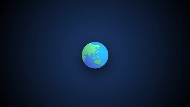 Planet earth globe floating centrally on a simple dark blue background for presentation