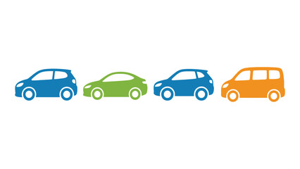 Obraz premium Colorful Car Illustrations Collection on White Background