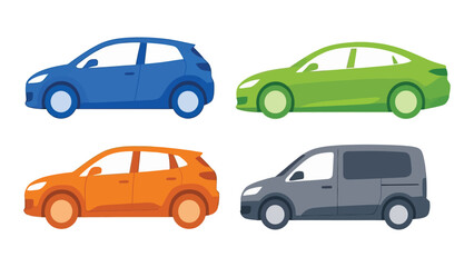 Fototapeta premium Colorful Car and Vehicle Illustrations Collection