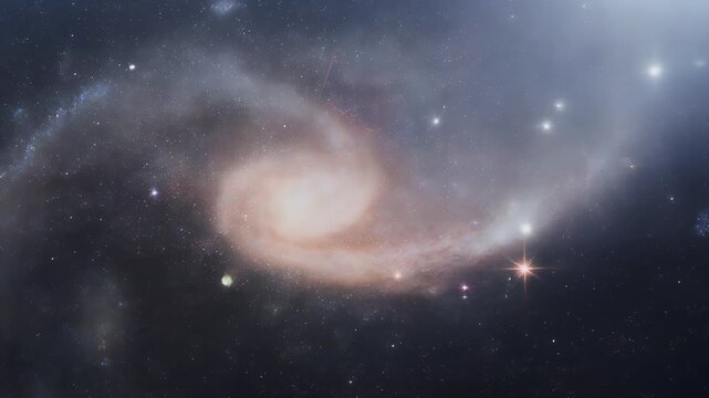 A stunning triptych of a spiral galaxy amidst the vastness of space, showcasing its luminous arms and central bulge.