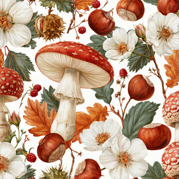 seamless pattern with mushrooms