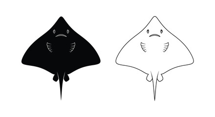 Ray fish illustration with black and white silhouette © RIPON