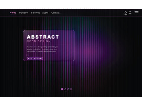 Abstract neon design, dark purple glowing vertical lines, modern digital background, futuristic technology web banner, UI/UX template