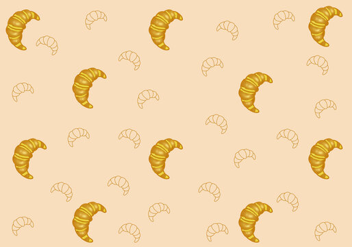 Croissant seamless pattern.  Concept with croissant. For design, wallpaper, background, invitation, card, brochure, banner, pattern, wrapping paper, art, decoration, fabric, textile