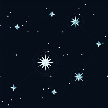 Commercial winter vector background featuring winter night sky frosty star field and seasonal stellar elegance.