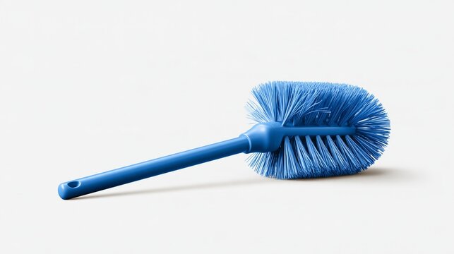 Funny car care scene: a snow brush shivering in the cold, waiting for winter on a clean white wall with generous negative space.
