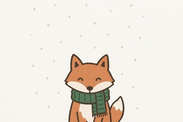 Fototapeta premium Cute fox winter wallpaper.