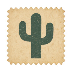 Obraz premium PNG Vintage cactus stamp illustration.