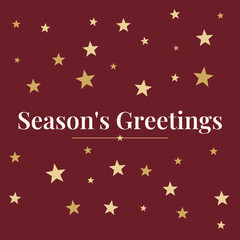 Seasons greetings card gold stars scattered burgundy red © TANAKA