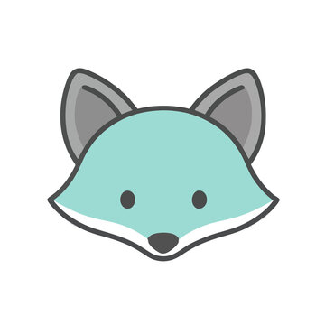 Cute cartoon fox face isolated on transparent background