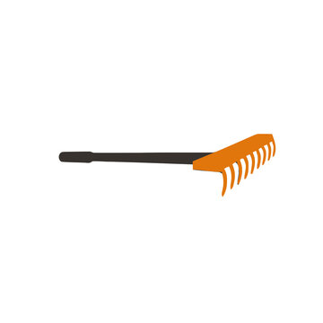 Orange and black garden rake