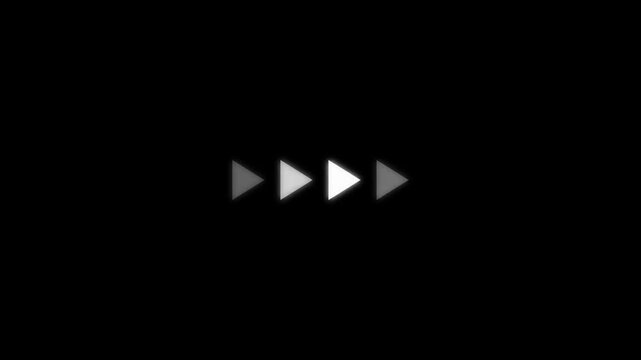 Minimalist loading animation with flashing white arrows on black background for digital interface