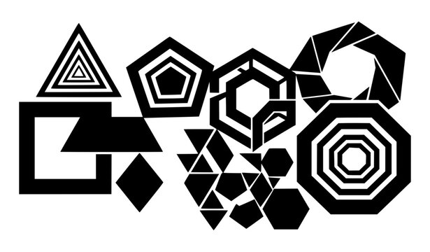 Modern Geometric Polygon Solid Shape Vector Symbol Set