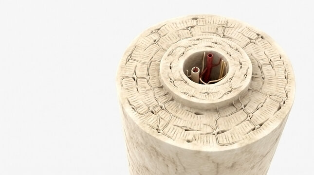 Three-dimensional model of a single cylindrical osteon bone unit with haversian system compact bone anatomy cylindrical