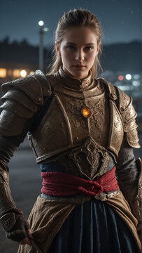 femme armure cuir