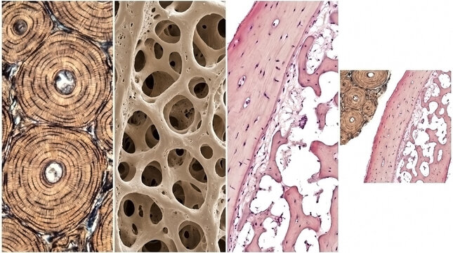 Microscopic view of human bone tissue histology sections with bone anatomy haversian system trabecular bone biological science