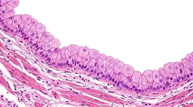 Microscopic view of epithelial tissue lining with underlying muscle layers human tissue biology class histology epithelium