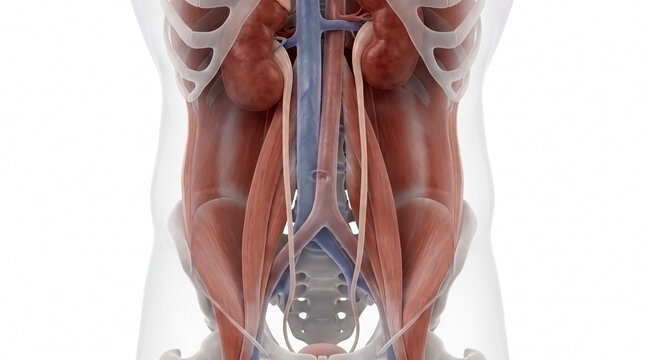 Anatomical model of the human urinary system featuring kidneys and ureters human anatomy excretory system internal organs