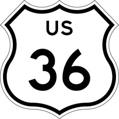 Blank US Route 36 Shield Emblem Road Sign Vector Illustration © Georgina Luvandwa
