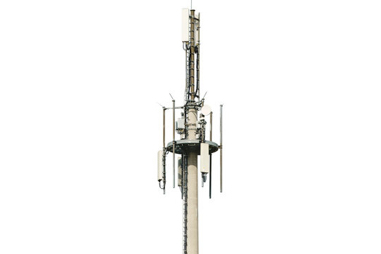 Cellular tower with antennas isolated on white
