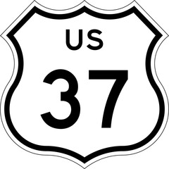 Blank US Route 37 Shield Emblem Road Sign Vector Illustration © Georgina Luvandwa