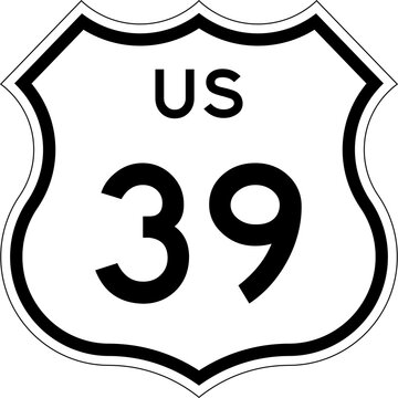 Blank US Route 39 Shield Emblem Road Sign Vector Illustration