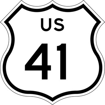 Blank US Route 41 Shield Emblem Road Sign Vector Illustration
