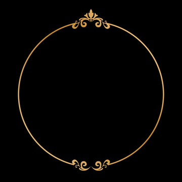 Elegant Golden Vintage Round Ornamental Frame on Black Background. llustration for Greeting, Card, Book Cover and Invitation. 46