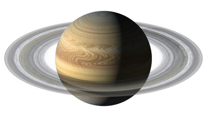 Saturn planet with detailed rings, isolated on transparent background © Christopher