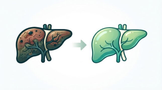 A livers condition before and after a detox cleanse, highlighting changes in health and wellness.