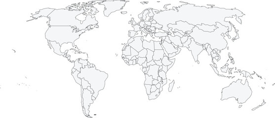 Modern Equal Earth Projection World Map Line Art   Minimalist vector outline map of the world using the Equal Earth projection method to display continents and countries at their true relative sizes © Abdelrahman
