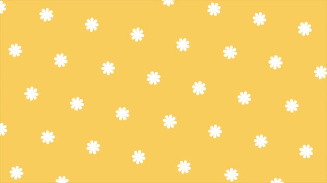 Yellow Floral Background with Scattered White Flowers Animation