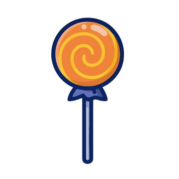 Orange swirl lollipop on a stick