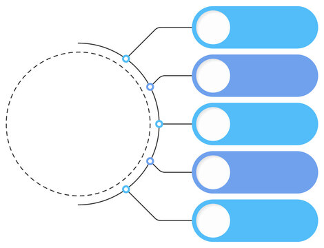 Business infographic template with main circle connected with five elements