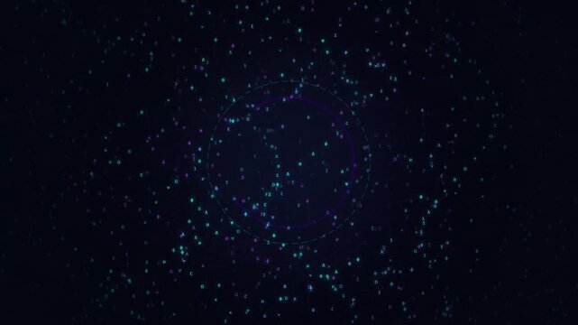 Digital Data Matrix Stream with Glowing Code Loop