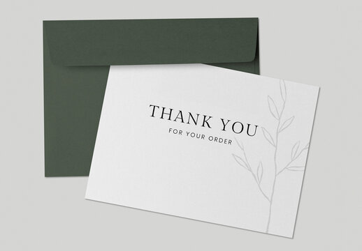 Elegant Thank You Card Mockup With Envelope PSD