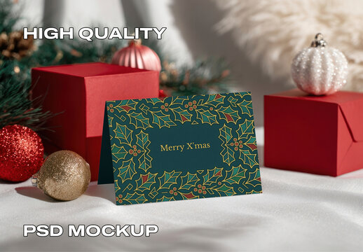 Festive Holiday Greeting Card Mockup PSD