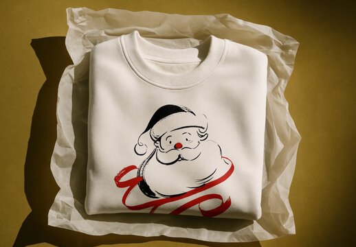 Festive Santa Sweatshirt Mockup PSD