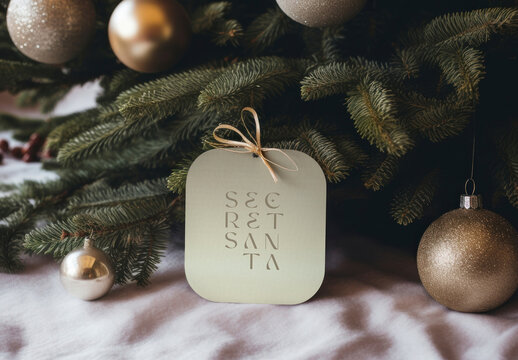Festive Secret Santa Card Mockup PSD