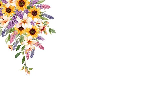 Flowers Corner with White background 