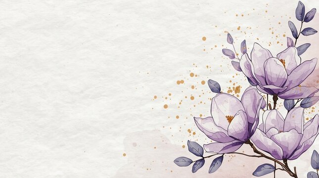 watercolor illustration of soft purple magnolia flowers