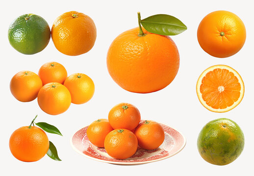 Fresh Vibrant Oranges Variety Display Element Set
