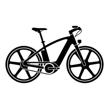 Modern electric bicycle design presented as a black silhouette